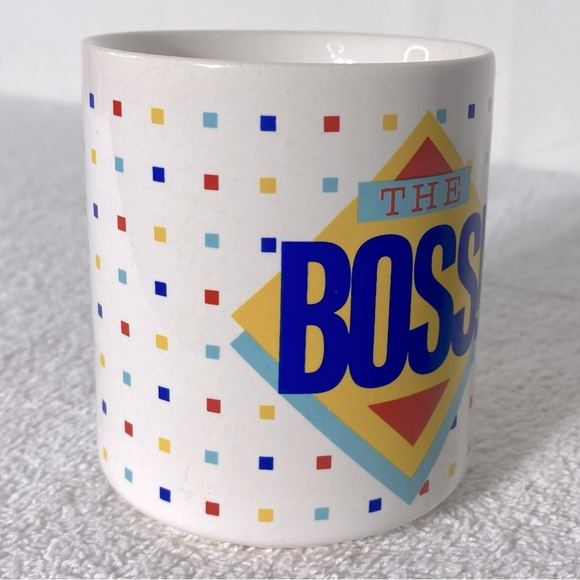 Vintage Ceramic Tony Colourful Squares 'The Boss' Coffee Mug - Picture 6 of 10